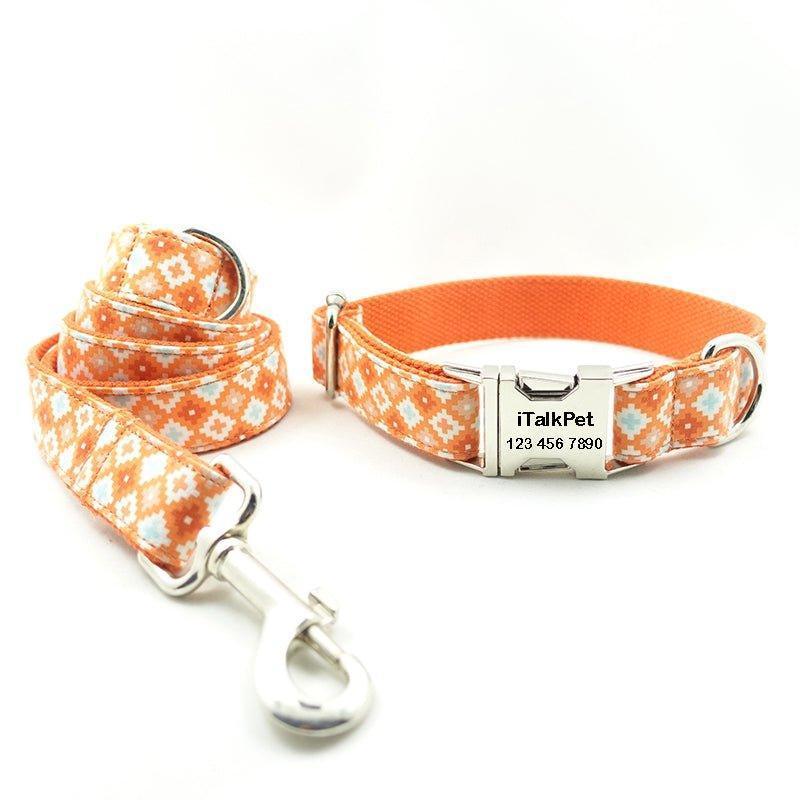 Biscuit Orange Personalized Dog Collar Set - iTalkPet