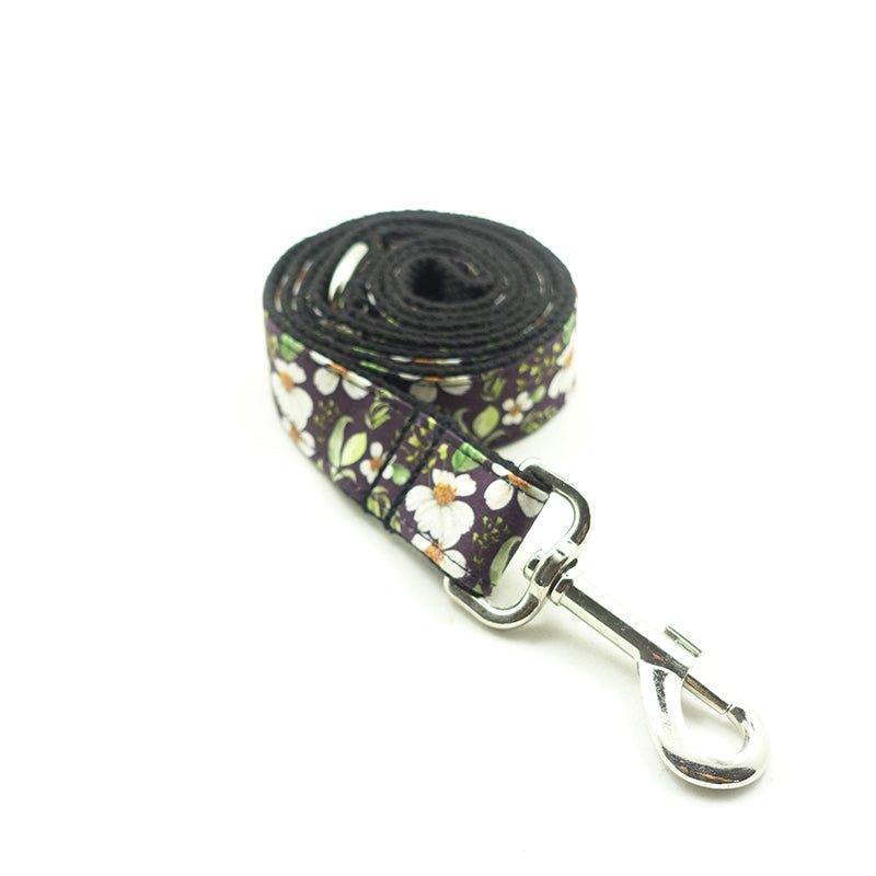 Black Flower Personalized Dog Collar Set - iTalkPet