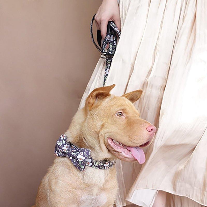 Black Flower Personalized Dog Collar Set - iTalkPet