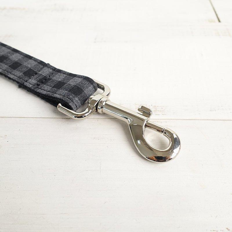 Black Gray Plaid Personalized Dog Collar Set - iTalkPet