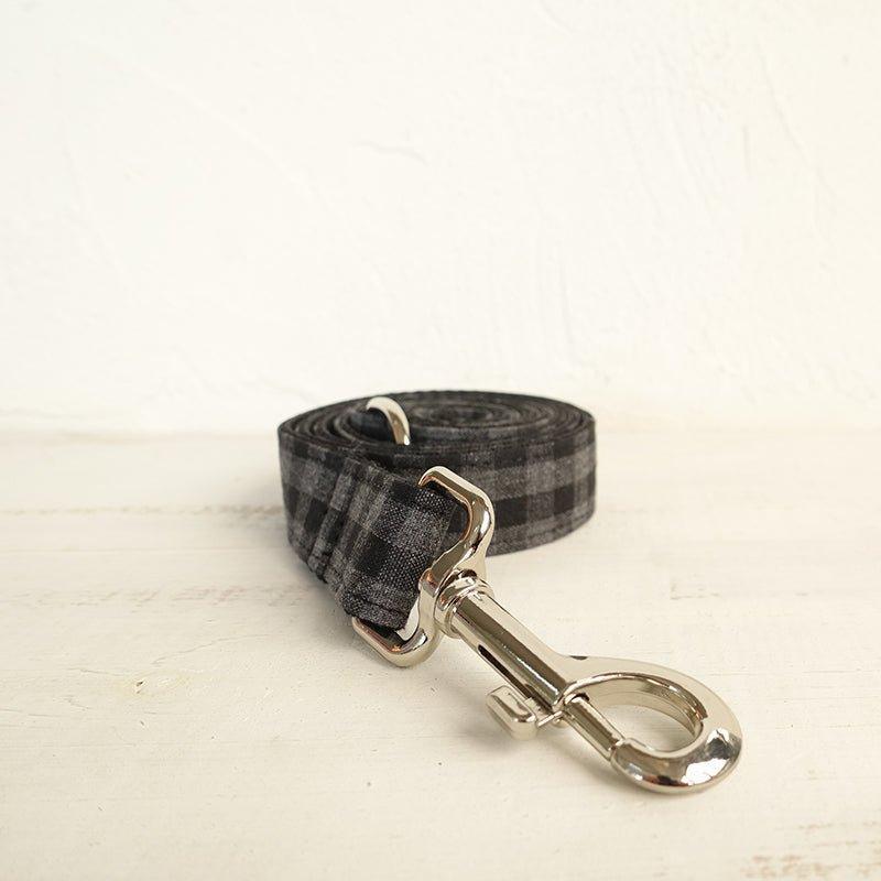 Black Gray Plaid Personalized Dog Collar Set - iTalkPet
