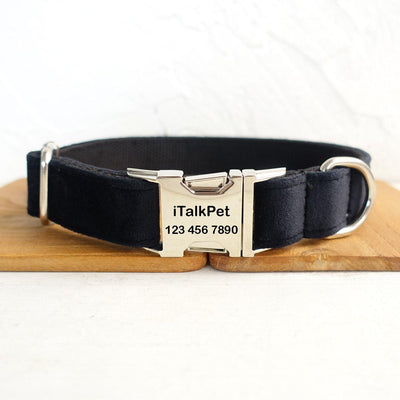 Black Personalized Dog Collar Set - iTalkPet