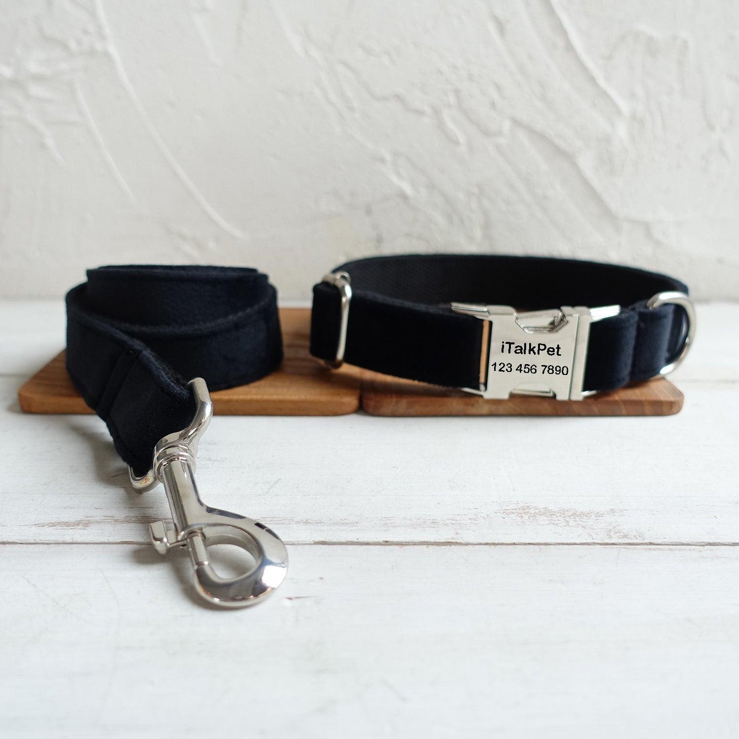 Black Personalized Dog Collar Set - iTalkPet