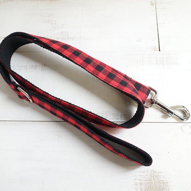 Black Red Plaid Personalized Dog Collar Set - iTalkPet