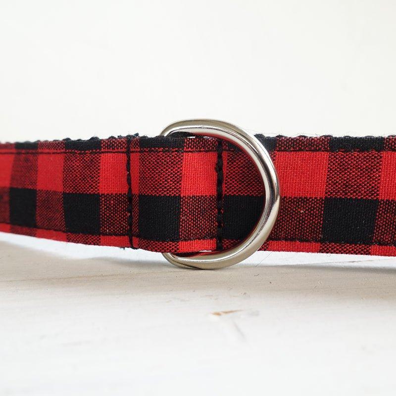 Black Red Plaid Personalized Dog Collar Set - iTalkPet