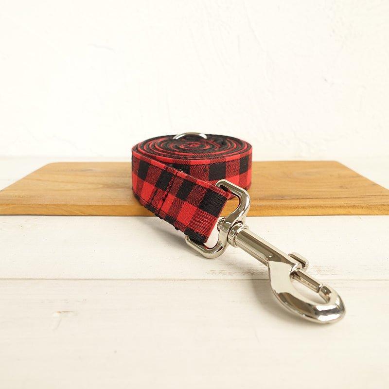 Black Red Plaid Personalized Dog Collar Set - iTalkPet