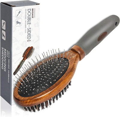 Black Ultimate 2-in-1 Dog Grooming Brush Detangles & Massages - iTalkPet