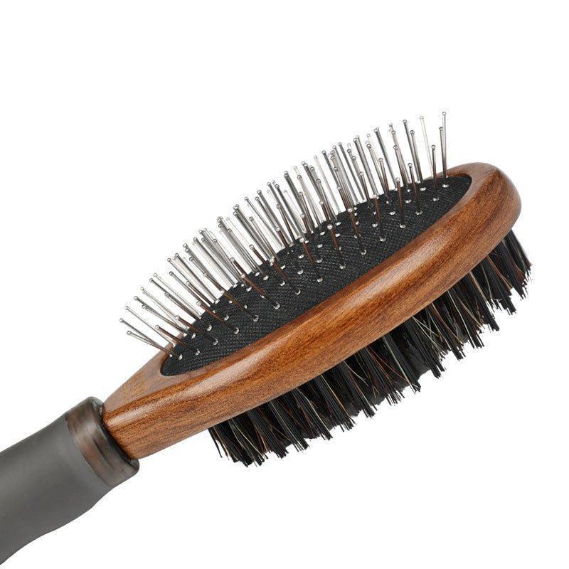 Black Ultimate 2-in-1 Dog Grooming Brush Detangles & Massages - iTalkPet