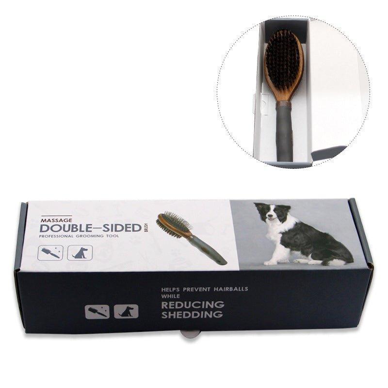 Black Ultimate 2-in-1 Dog Grooming Brush Detangles & Massages - iTalkPet