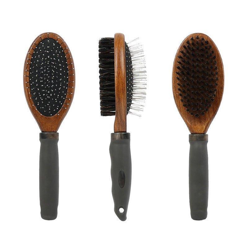 Black Ultimate 2-in-1 Dog Grooming Brush Detangles & Massages - iTalkPet