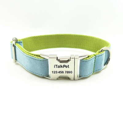Blue Green Personalized Dog Collar Set - iTalkPet