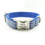 Blue White Plaid Personalized Dog Collar Set - iTalkPet