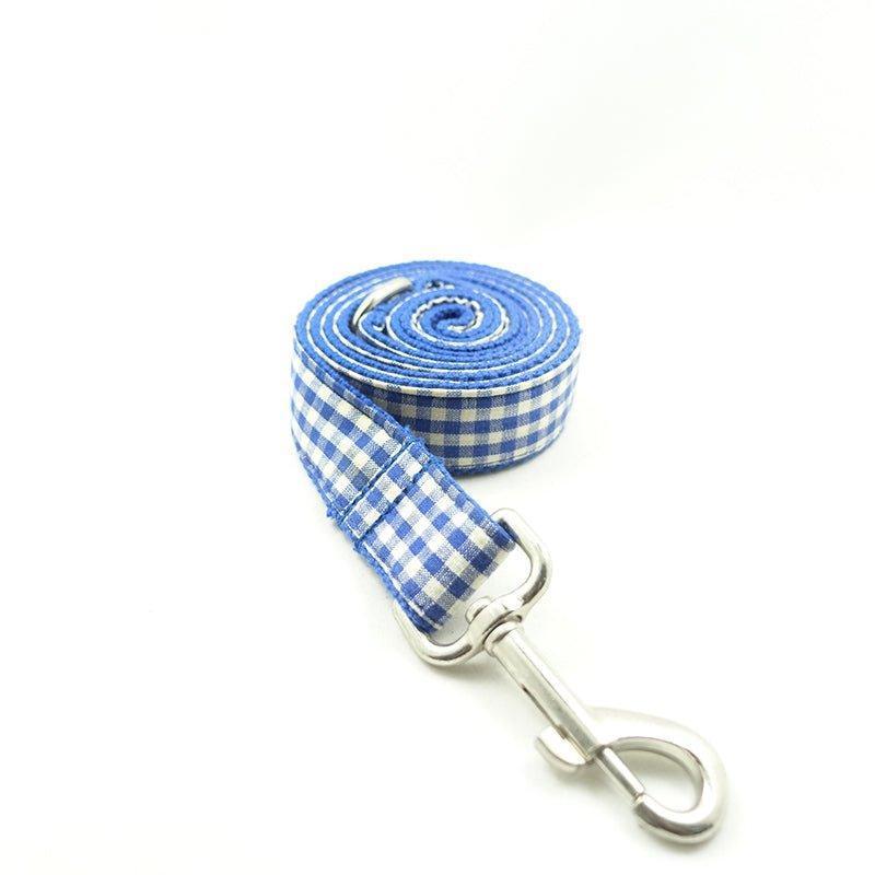 Blue White Plaid Personalized Dog Collar Set - iTalkPet