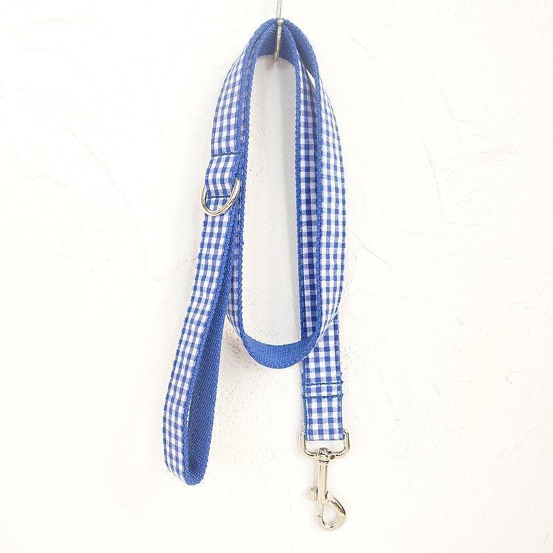 Blue White Plaid Personalized Dog Collar Set - iTalkPet