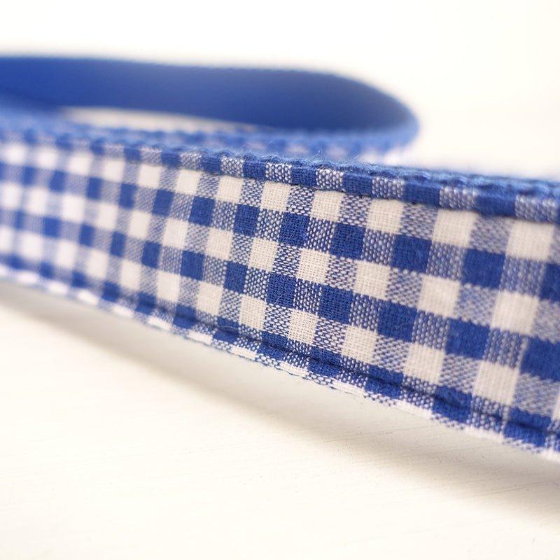 Blue White Plaid Personalized Dog Collar Set - iTalkPet