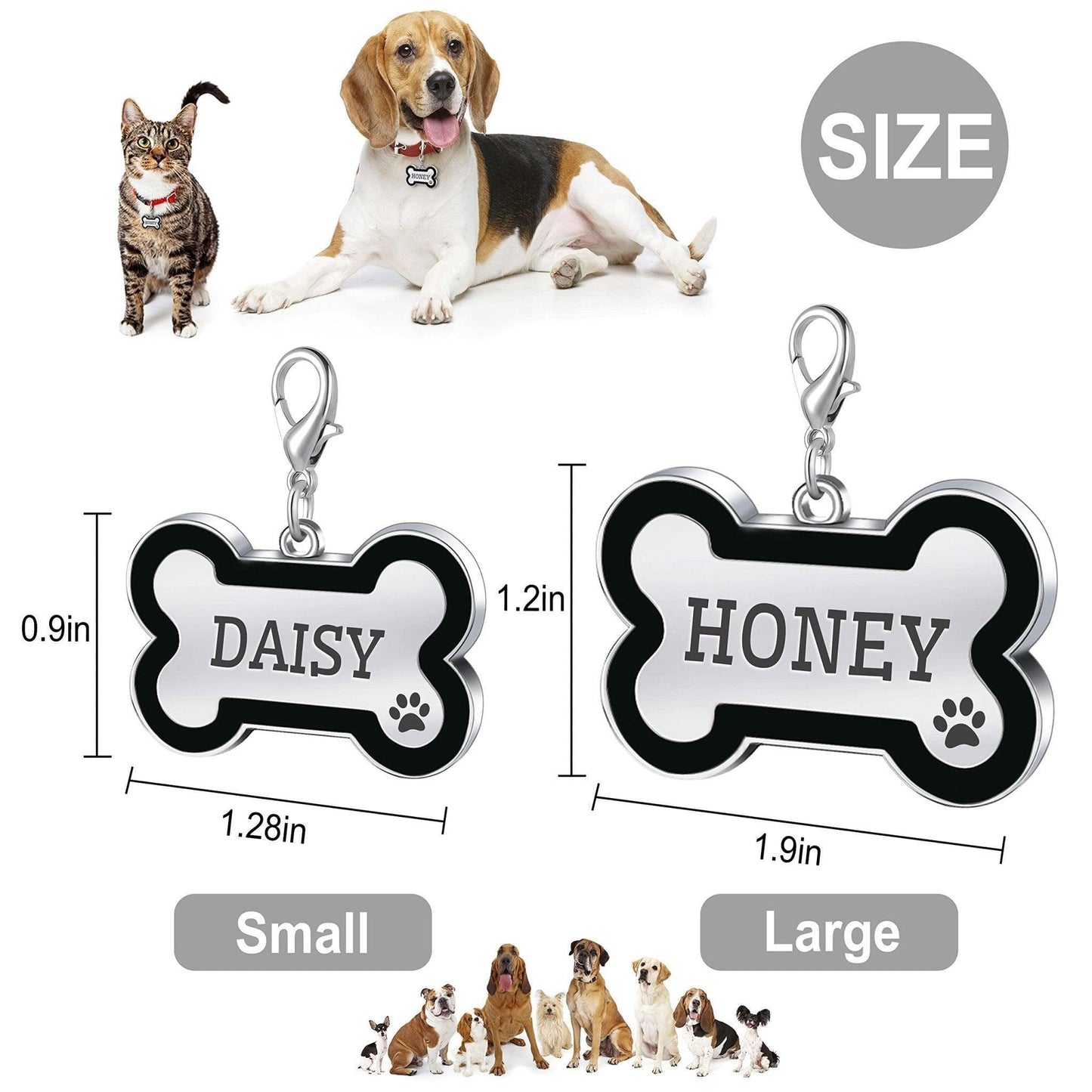 Both Sides Bone Shape Personalized Pet ID Tag - iTalkPet