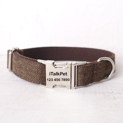 Brown Suit Personalized Dog Collar Set - iTalkPet