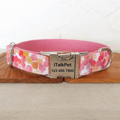 Bubbles Pink Personalized Dog Collar Set - iTalkPet