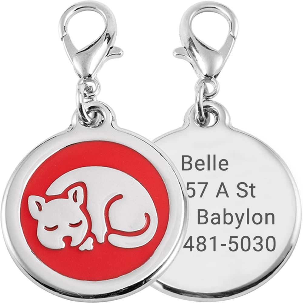 Cat Shaped Round Personalized Cat ID Tag - iTalkPet