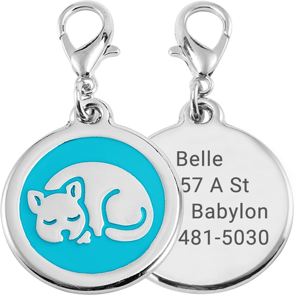 Cat Shaped Round Personalized Cat ID Tag - iTalkPet