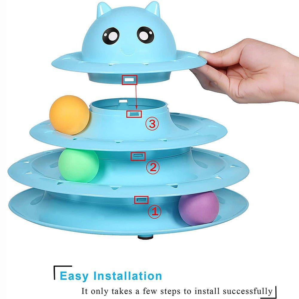 Cat Toy Roller 3-Level Turntable Cat Toys with Six Colorful Balls - iTalkPet