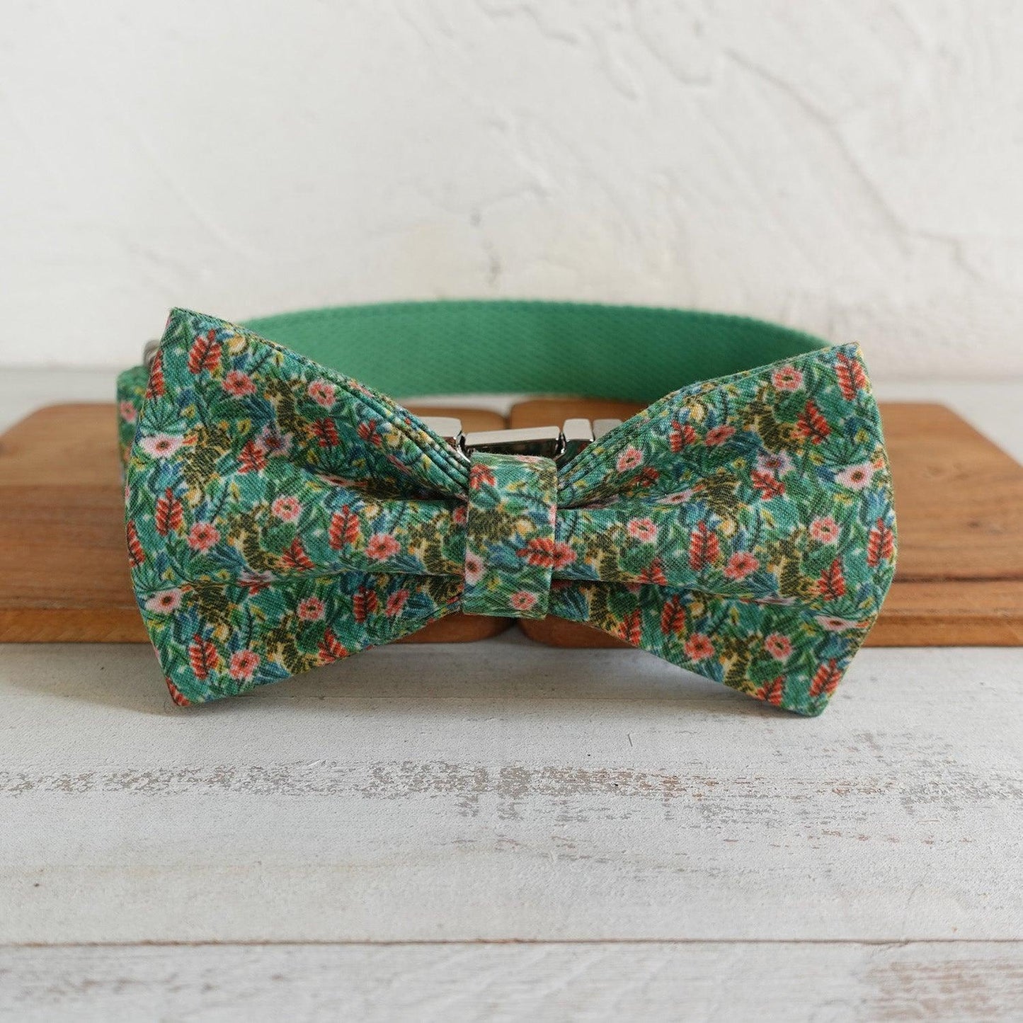 Colorful Flower Green Personalized Dog Collar Set - iTalkPet