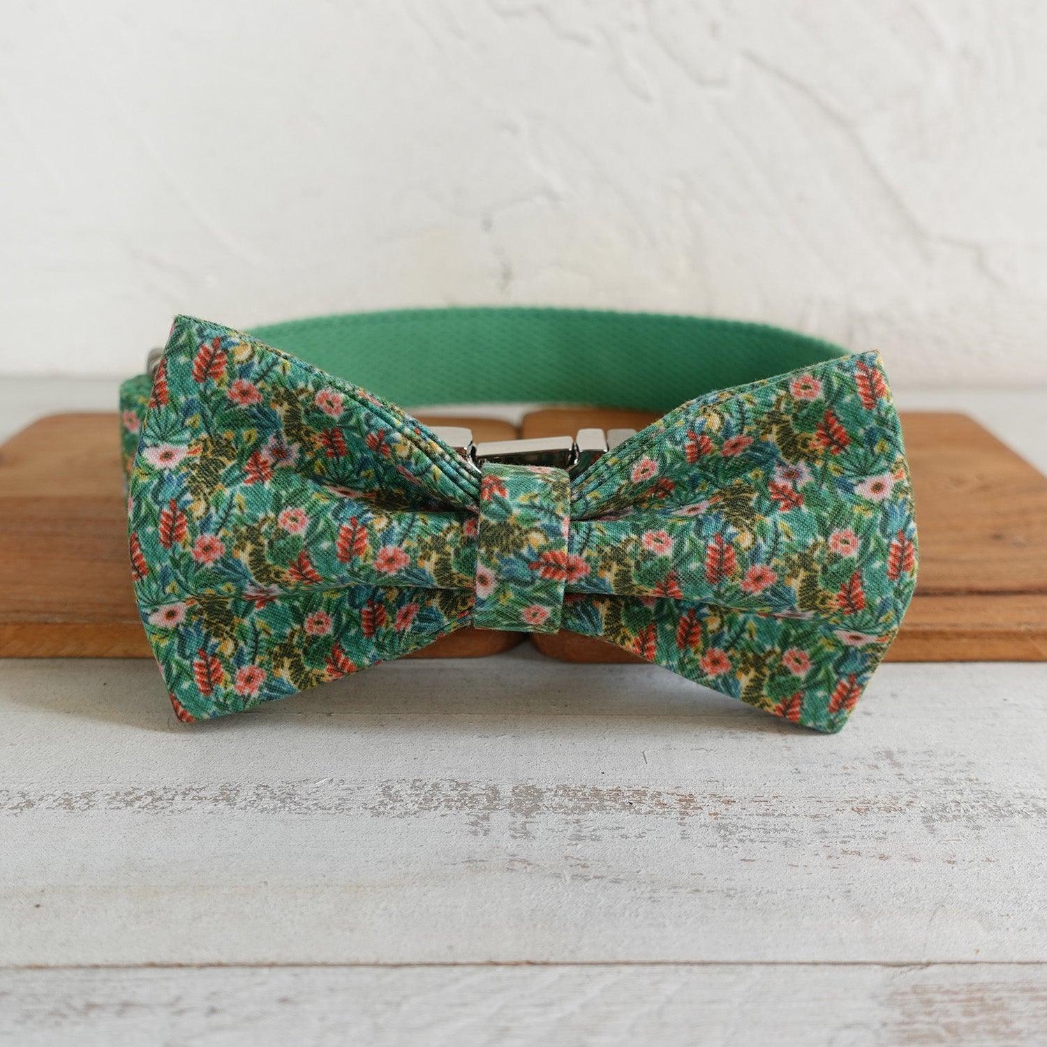 Colorful Flower Green Personalized Dog Collar Set - iTalkPet