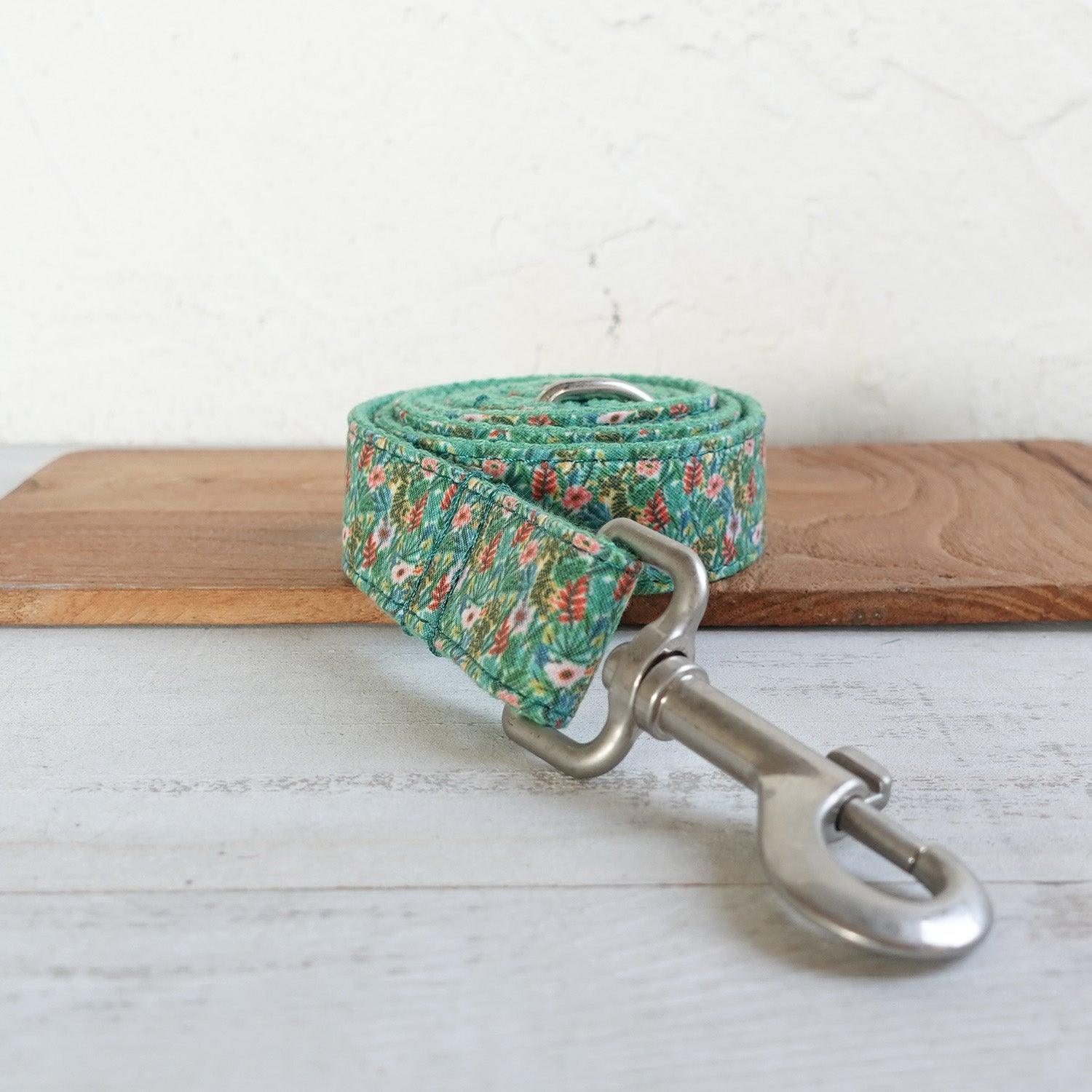 Colorful Flower Green Personalized Dog Collar Set - iTalkPet