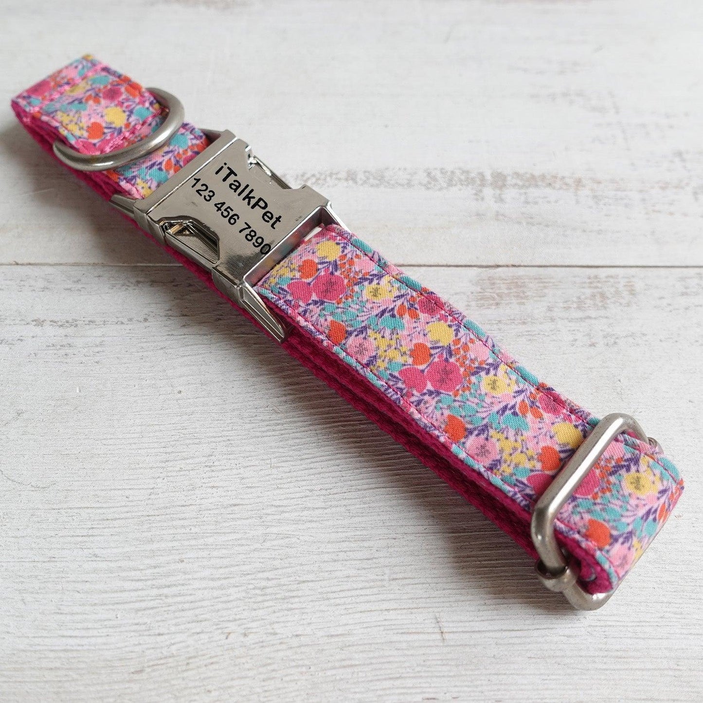Colorful Tulips Personalized Dog Collar Set - iTalkPet