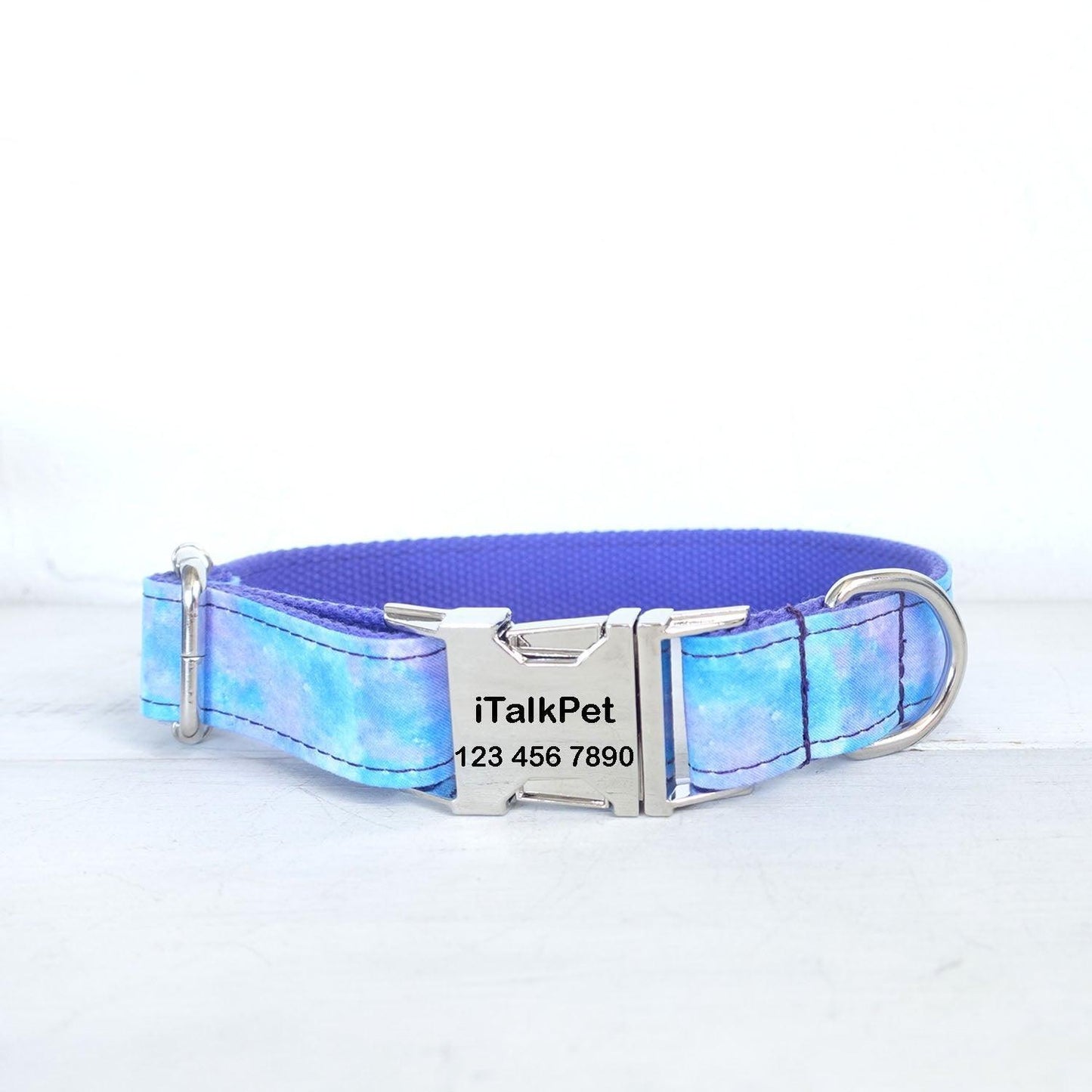 Cosmic Sky Blue Personalized Dog Collar Set - iTalkPet