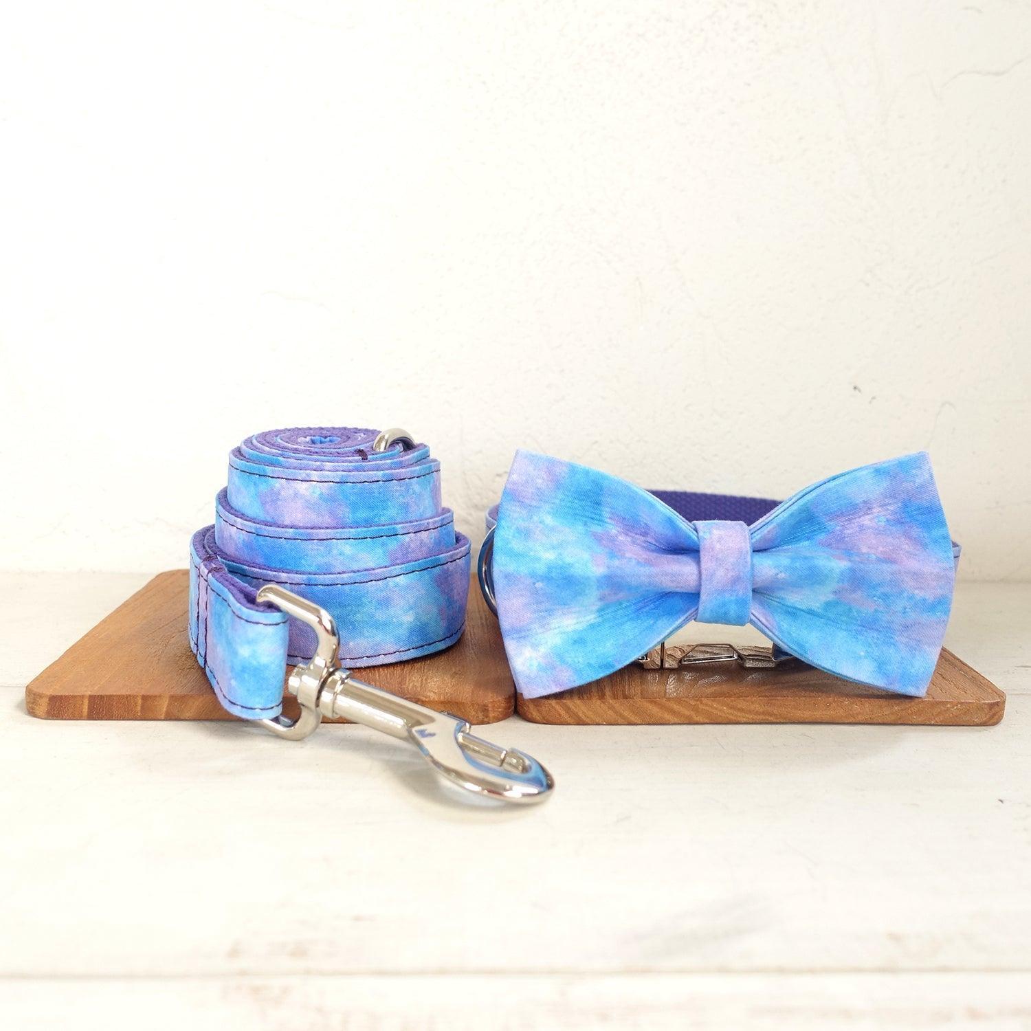 Cosmic Sky Blue Personalized Dog Collar Set - iTalkPet