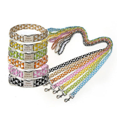 Cotton Personalized Dog Collar And Leash Set - iTalkPet