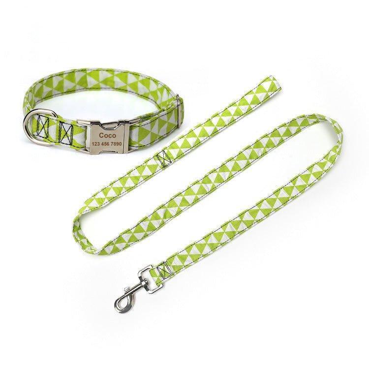 Cotton Personalized Dog Collar And Leash Set - iTalkPet