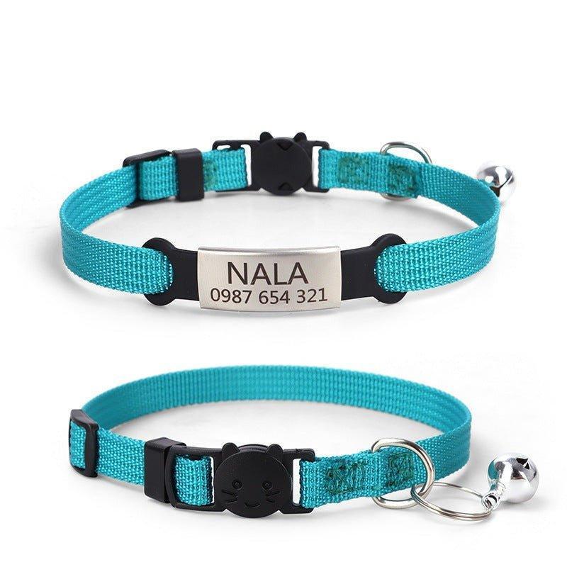 Custom Cat Collars Nylon Soft Adjustable Personalized Cat Collar with Bell - iTalkPet