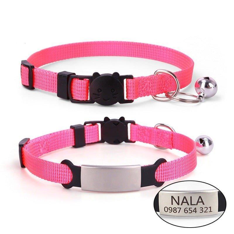 Custom Cat Collars Nylon Soft Adjustable Personalized Cat Collar with Bell - iTalkPet