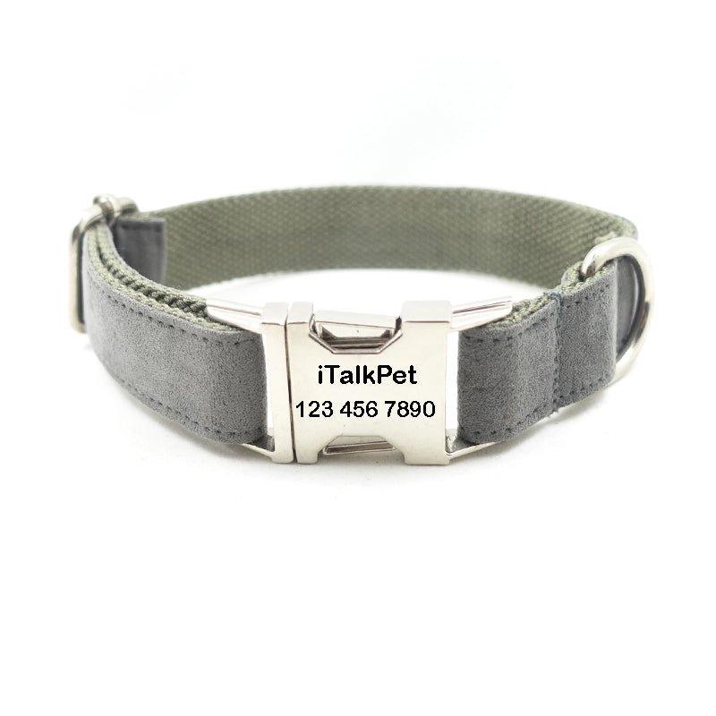 Deep Gray Personalized Dog Collar Set - iTalkPet