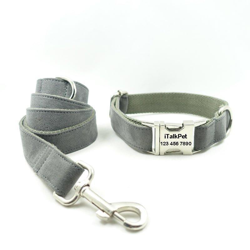 Deep Gray Personalized Dog Collar Set - iTalkPet