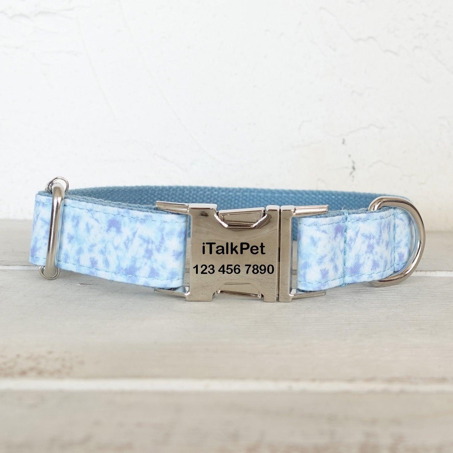 Fire Blue Personalized Dog Collar Set - iTalkPet