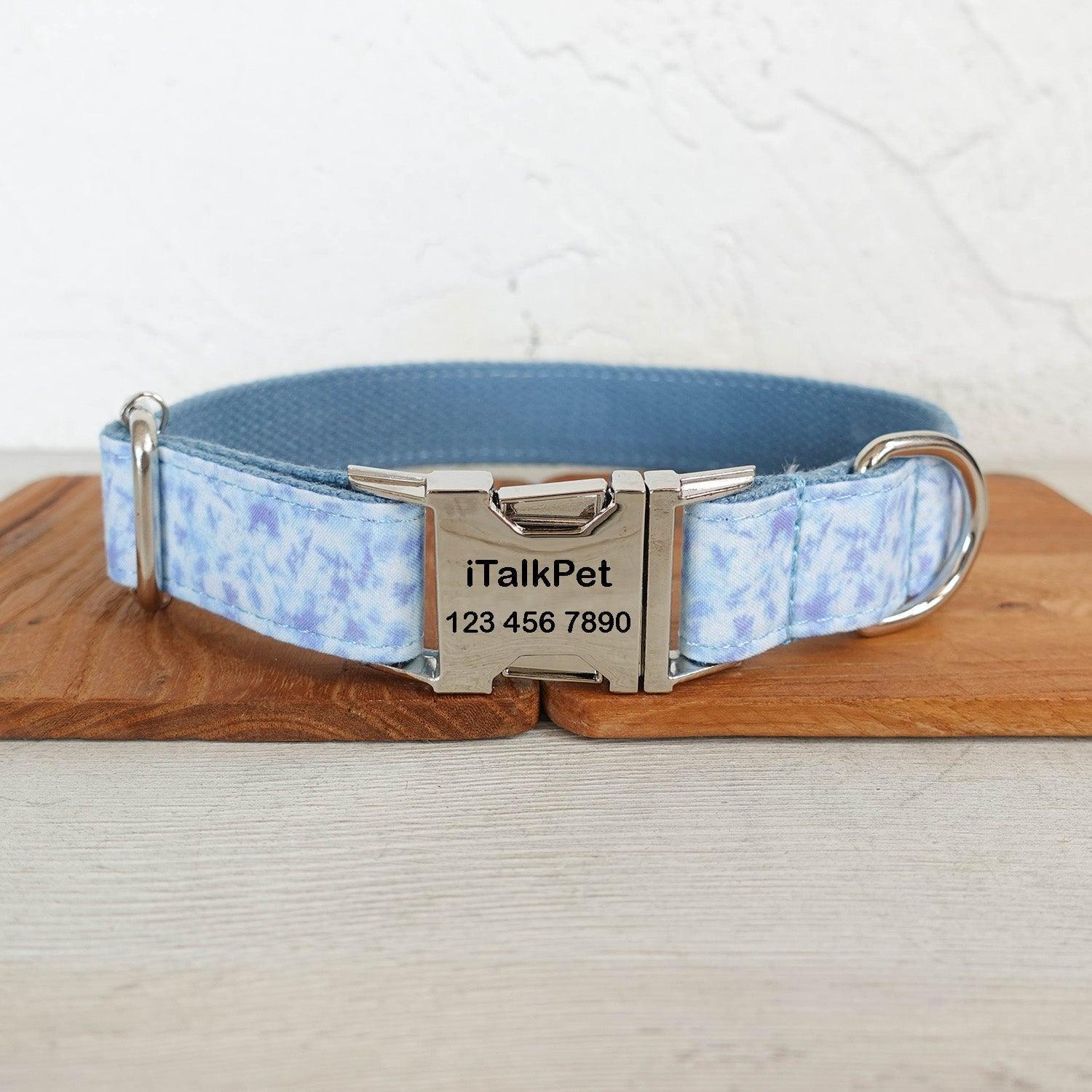 Fire Blue Personalized Dog Collar Set - iTalkPet