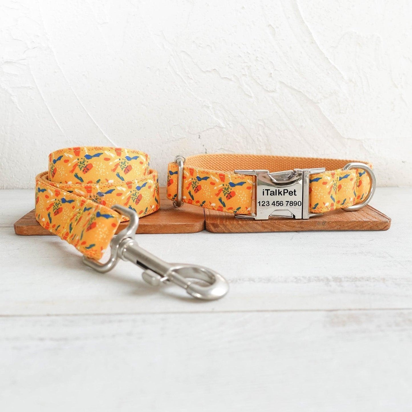 Fish Yellow Personalized Dog Collar Set - iTalkPet