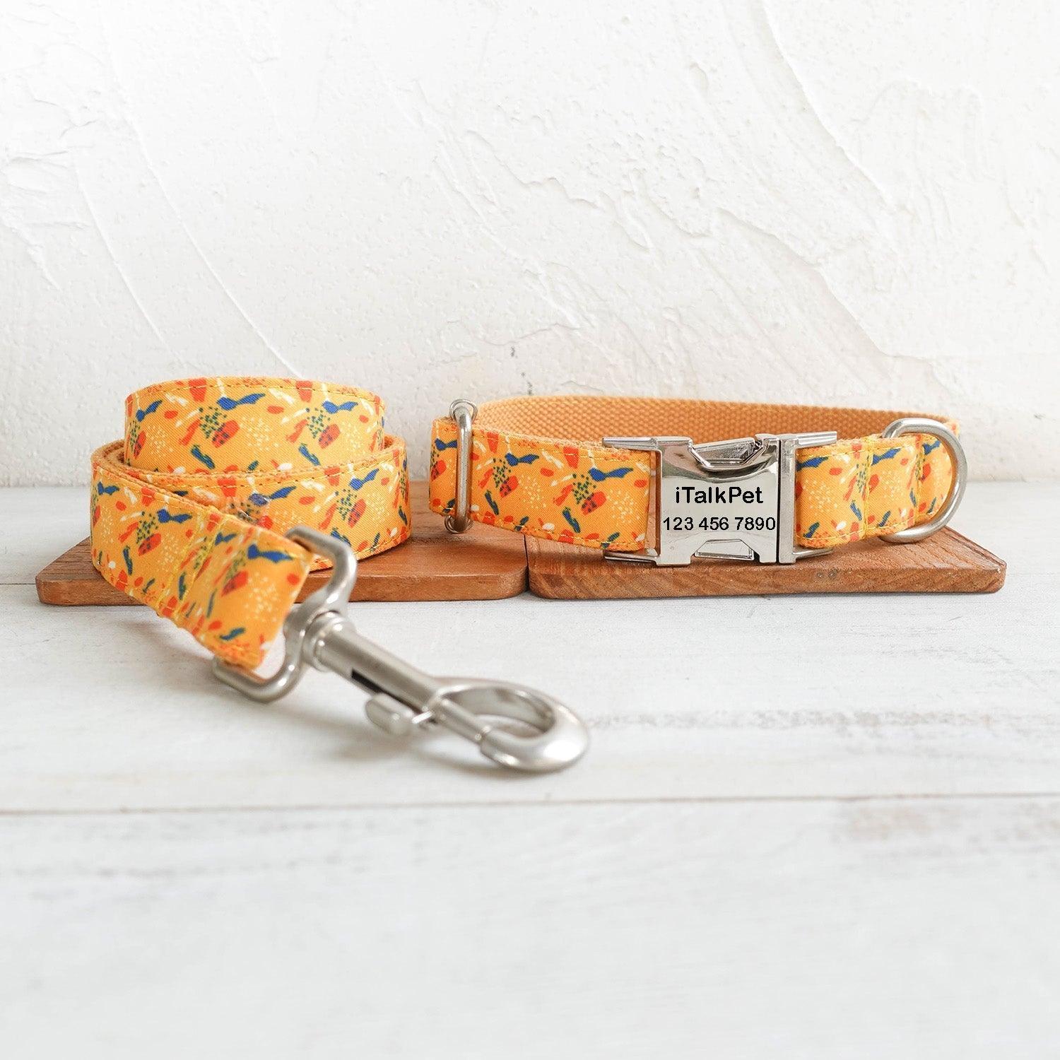 Fish Yellow Personalized Dog Collar Set - iTalkPet