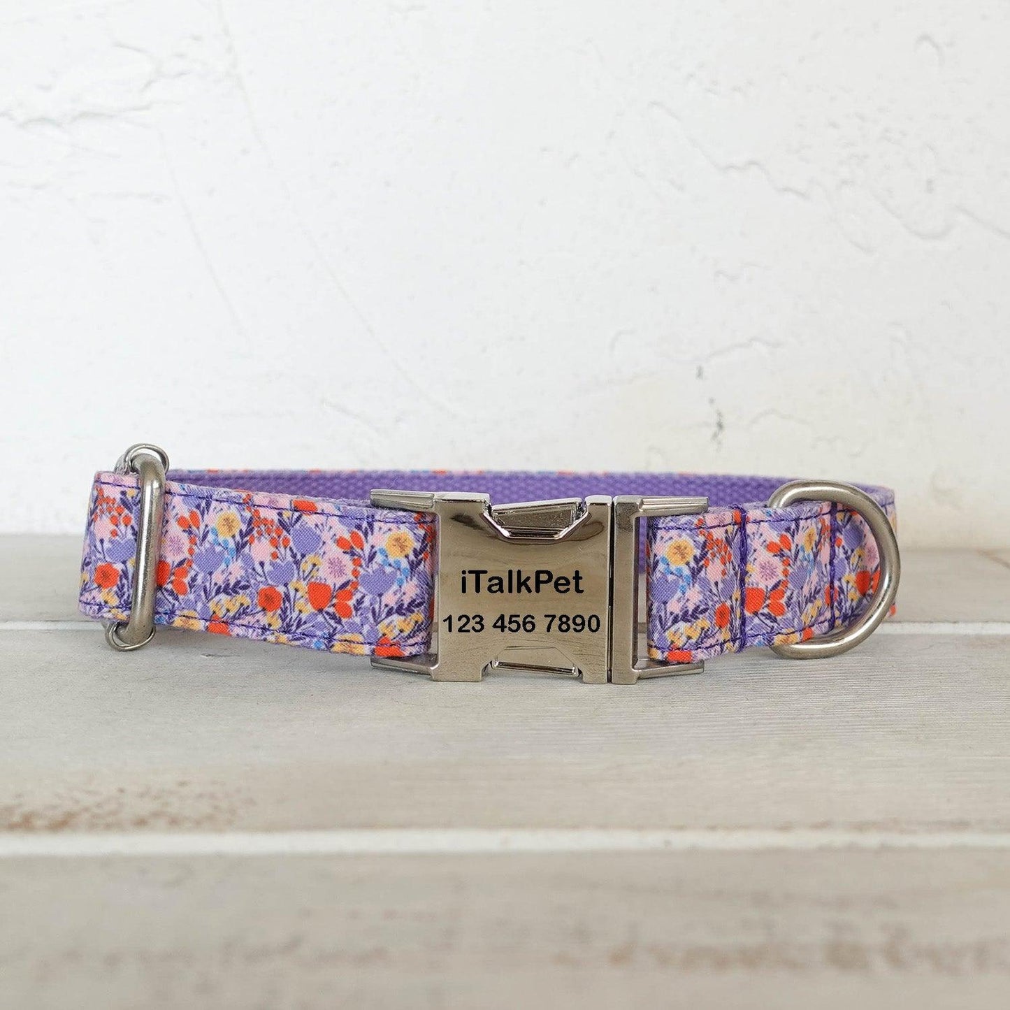 Flower Print Personalized Dog Collar Set - iTalkPet