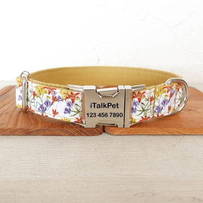 Flower Yellow Personalized Dog Collar Set - iTalkPet