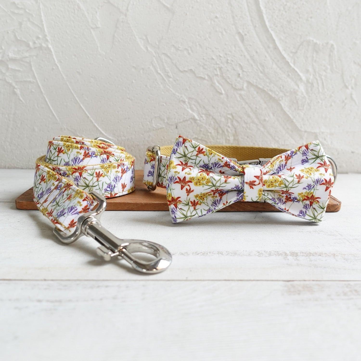 Flower Yellow Personalized Dog Collar Set - iTalkPet