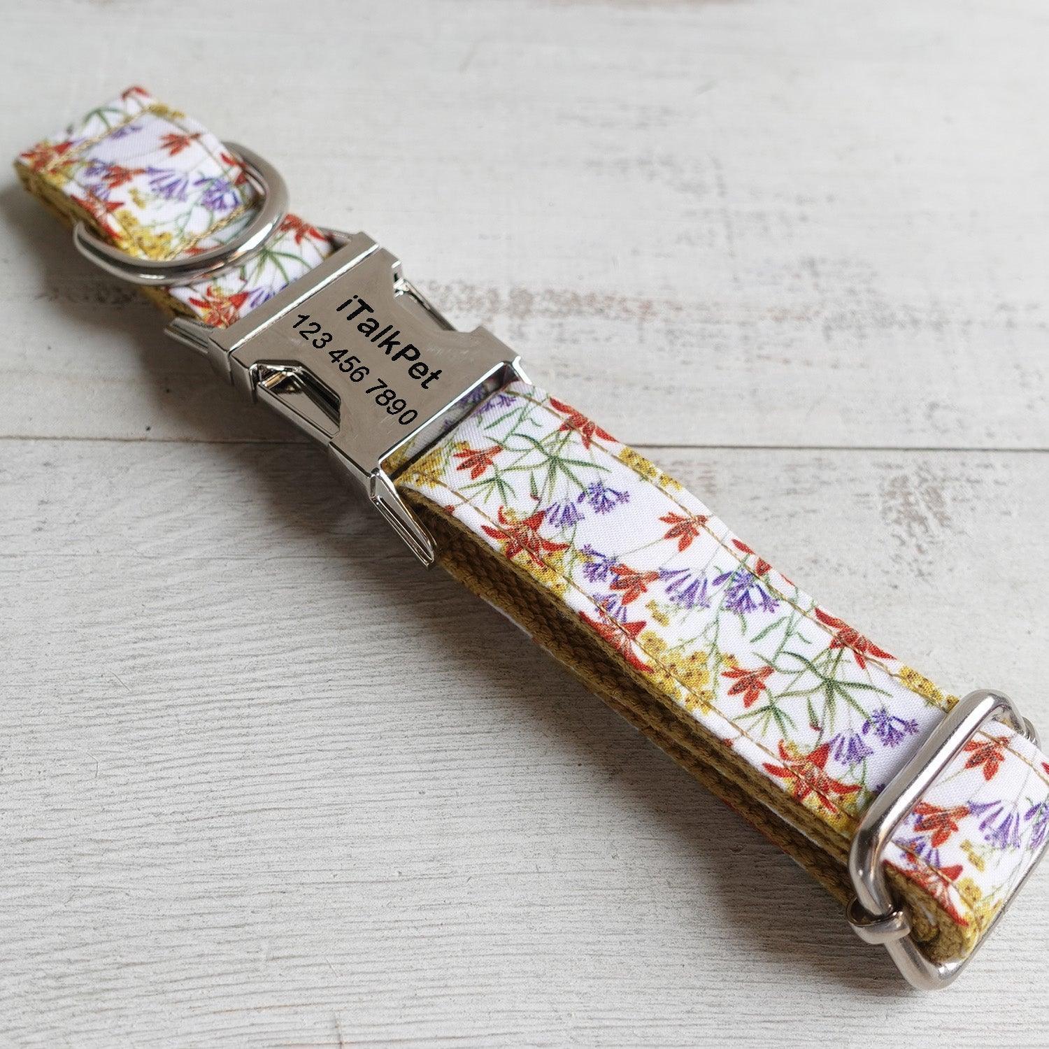 Flower Yellow Personalized Dog Collar Set - iTalkPet