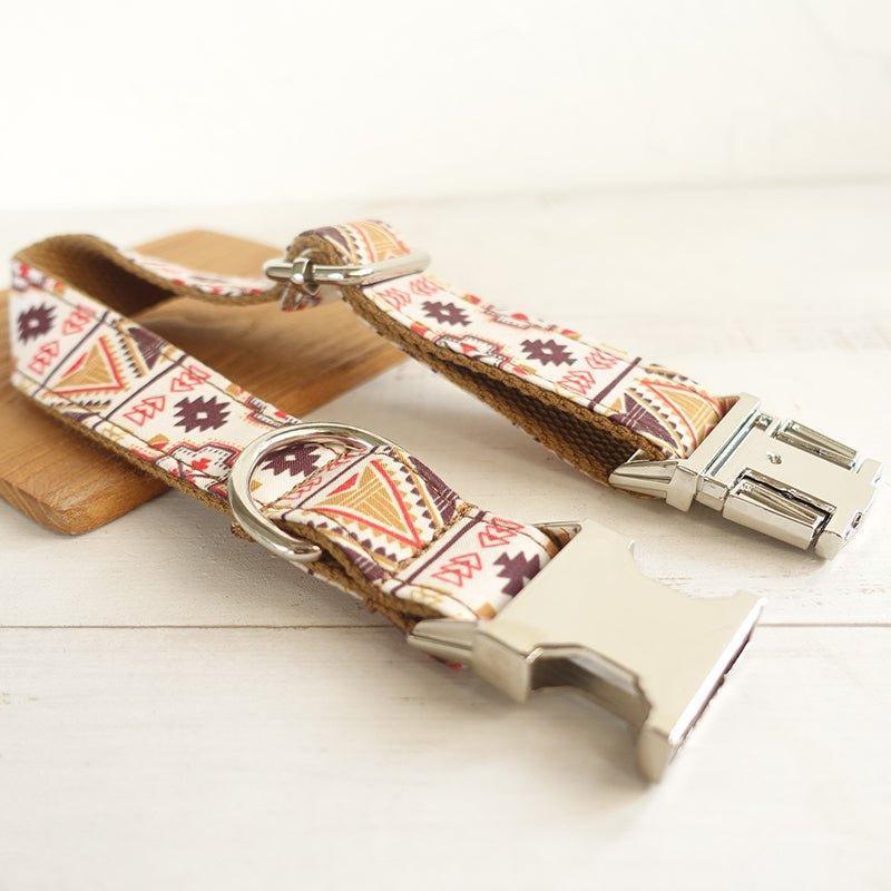 Folk Brown Personalized Dog Collar Set - iTalkPet