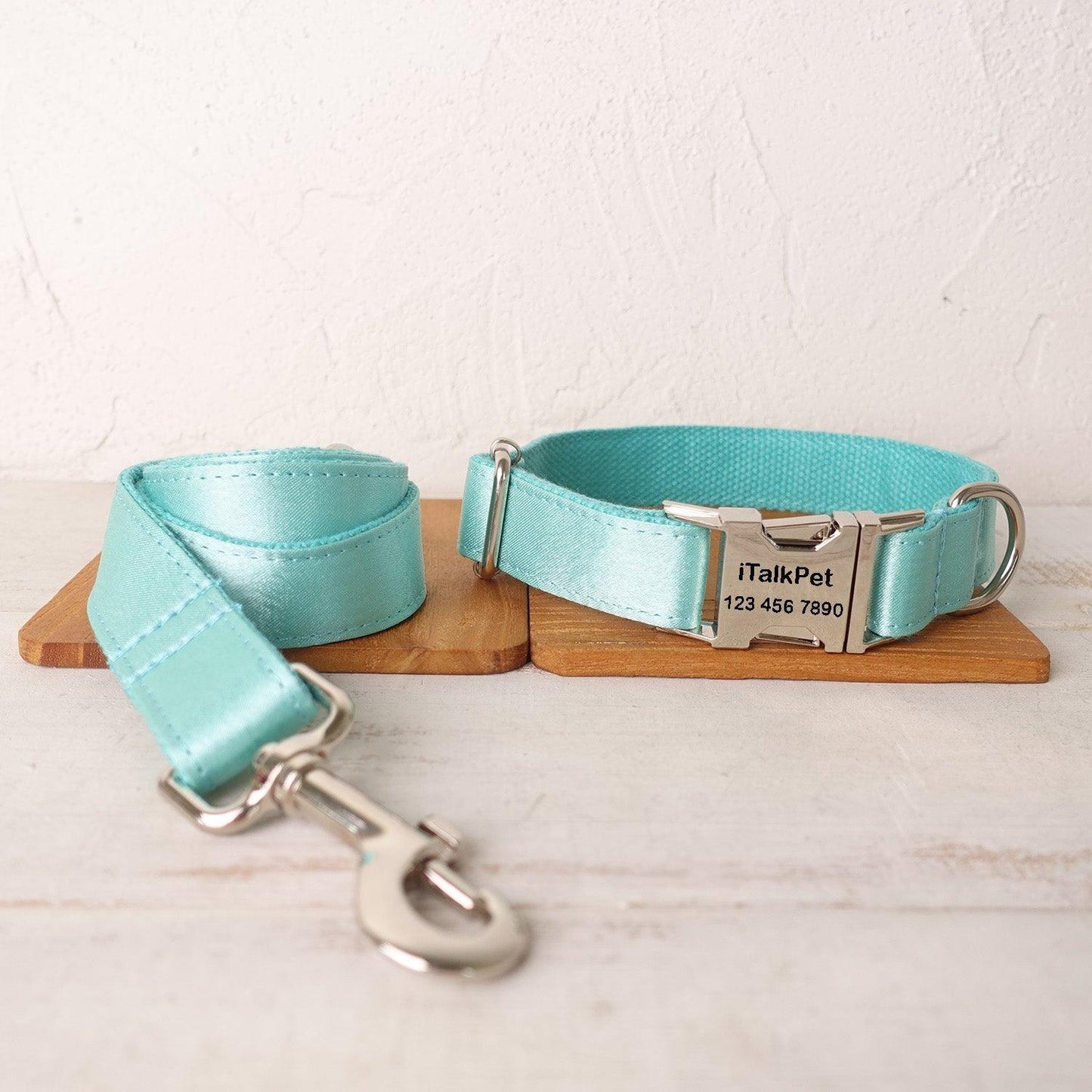 Glacier Blue Personalized Dog Collar Set - iTalkPet