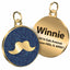 Gold Binding Mustache Round Personalized Dog Tag - iTalkPet
