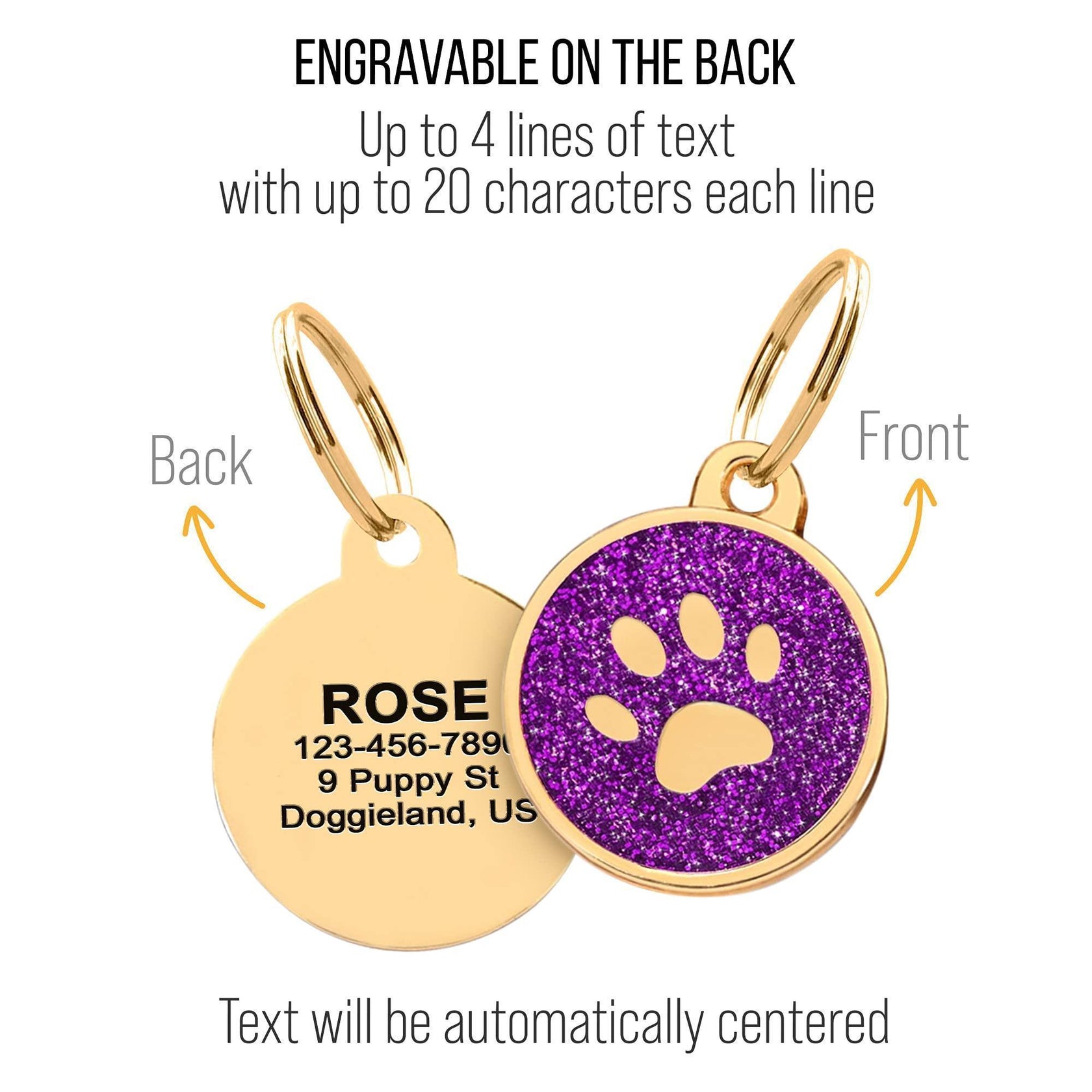 MyFamily Personalized Pet ID Tag - Hand Enameled Chromed Brass, Free Engraving, 32x37mm Large Rim, Made In Italy