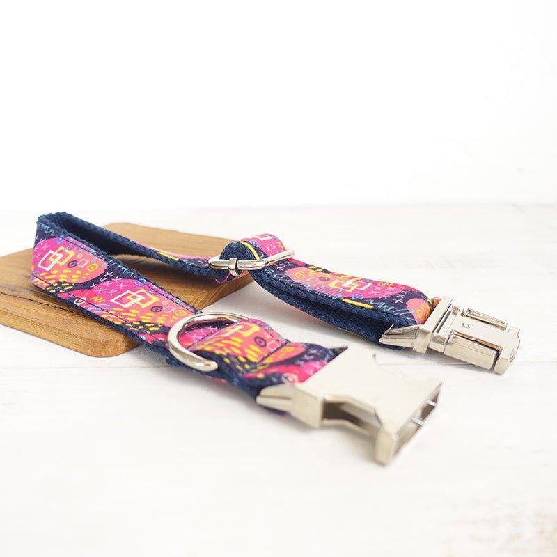 Graffiti Navy Personalized Dog Collar Set - iTalkPet